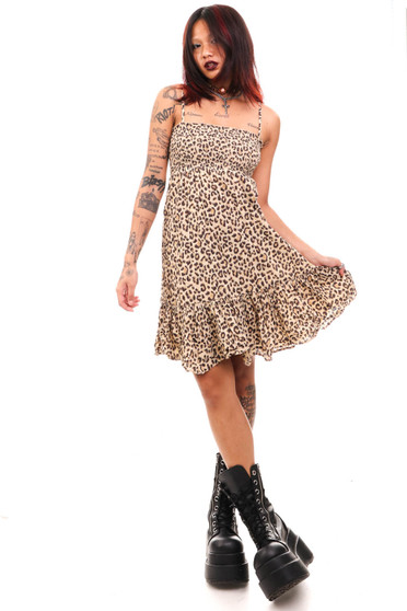 Vintage Y2K Leopard Spaghetti Strap Dress