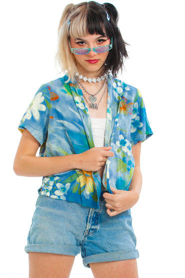 Vintage 80's Jam's World Flower Pop Button-Up