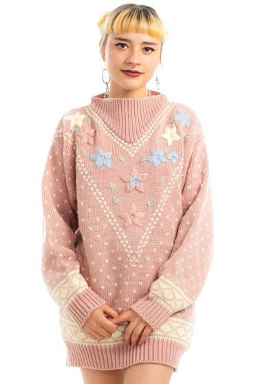 Vintage 90's Li'l Cupcake Flower Knit Sweater