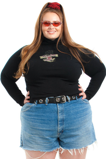 Vintage Y2K Harley Flaming Heart Thermal Turtleneck