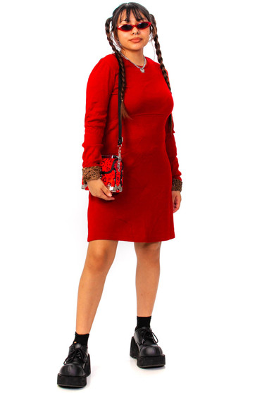 Vintage 90's The Nanny Cheetah-Trim Mini Dress