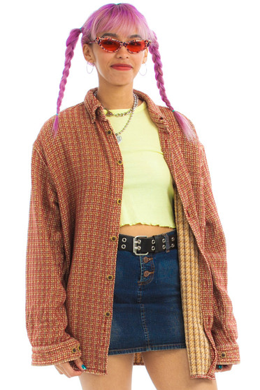 Vintage 90's Butterscotch Weave Button-Up Shacket