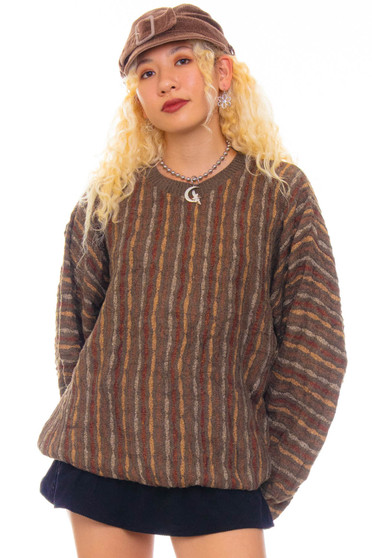 Vintage 90's Crazy Striped Grandpa Sweater 6