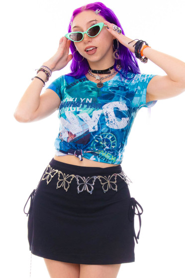 Vintage Y2K NYC Bedazzle Digital Collage Top