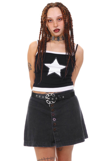 Vintage 90's Express Charcoal Corduroy Button Mini Skirt