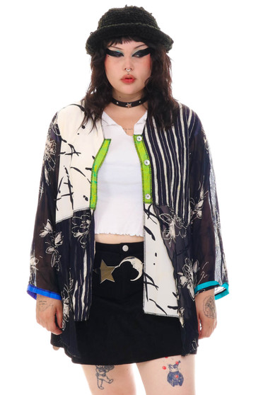 Vintage 90's Black & White Patchwork Button Up