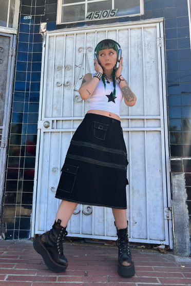 TUNNEL VISION SECONDHAND (GRADE A) Black Carmen 5-in-1 Convertible Cargo Skirt