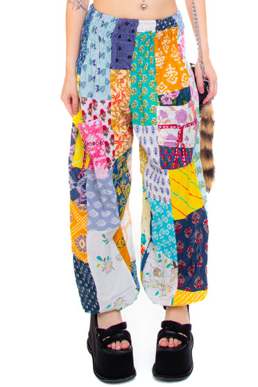 Vintage 90's Patchwork Hippie Pants with Pockets - XS/S/M