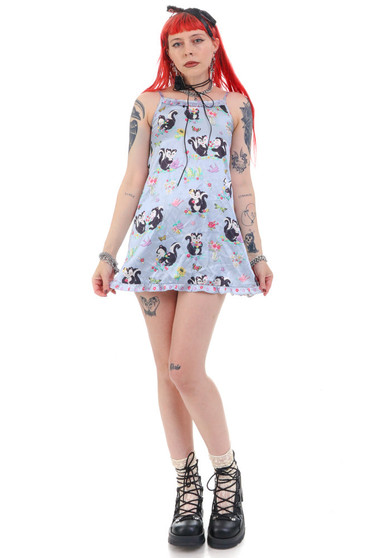 Vintage 90's Skunks In Love Silk Slip Dress