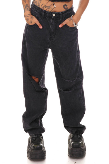 Vintage Y2K Charcoal Distressed Denim Jeans