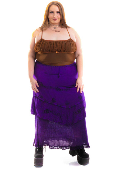 Vintage 90's Faded Lilac Embroidered Maxi Skirt 1