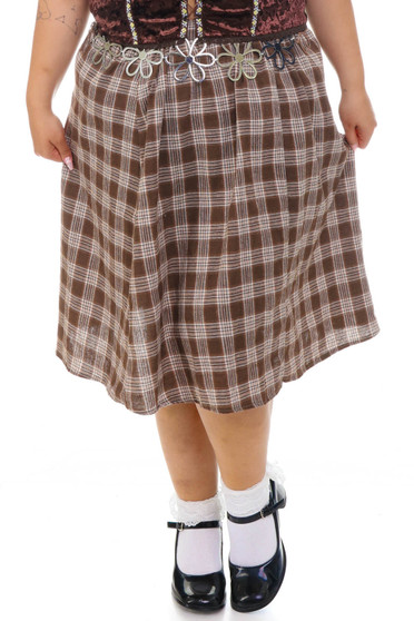 Vintage 90's Grunge Brown Plaid Skirt