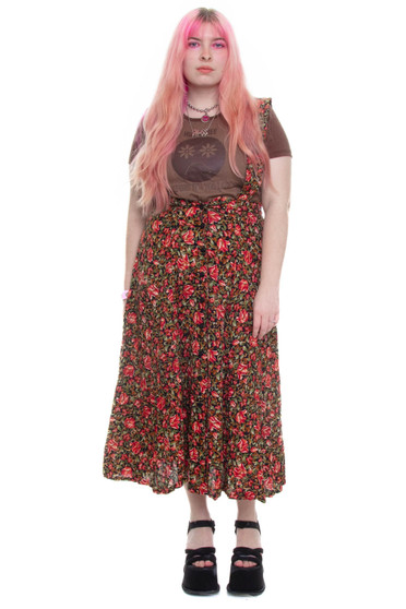Vintage 80's Floral Suspender Skirt
