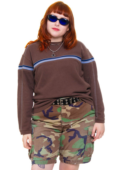 Vintage 90's Brown and Blue Striped Pullover