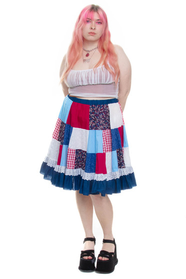 Vintage 70's Patchwork Ruffle Skirt