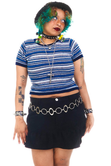 Vintage 90's Big City Blue Striped Top - OSFM