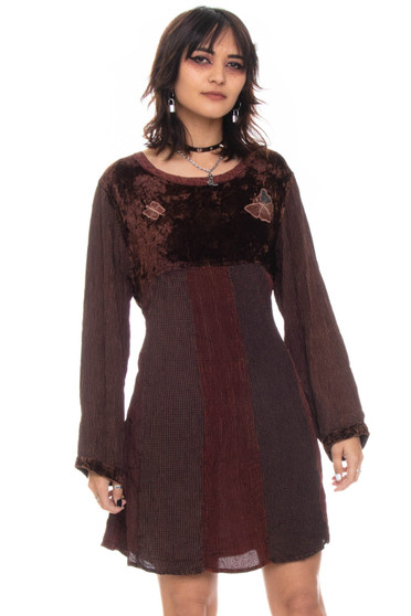 Vintage Golden Brown Butterfly Dress