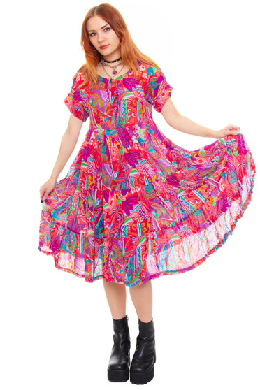 Vintage 90's Sequin Jungle Button Maxi Dress