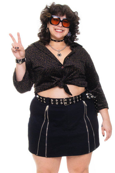 Vintage 90's Velvet Leopard Long-Sleeve Button Up 1