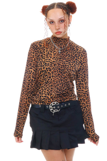 Vintage 90's Rawr! Cheetah Turtle Neck Long-Sleeve - OSFM