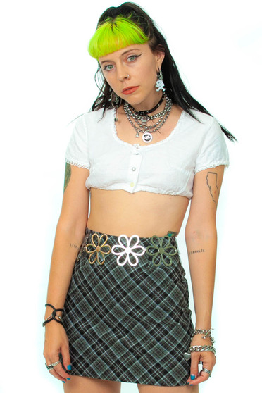 Vintage 70's Pretty Puff Sleeve White Lace Top