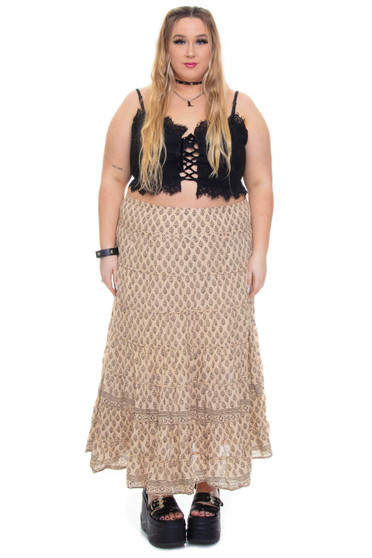 Vintage Y2K Wood Fairy Tiered Crinkle Skirt