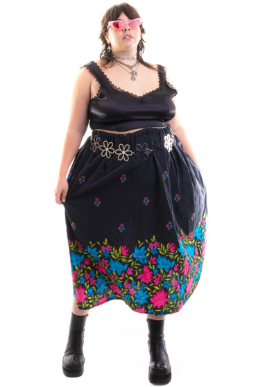 Vintage 70's Falling Floral Midi Skirt