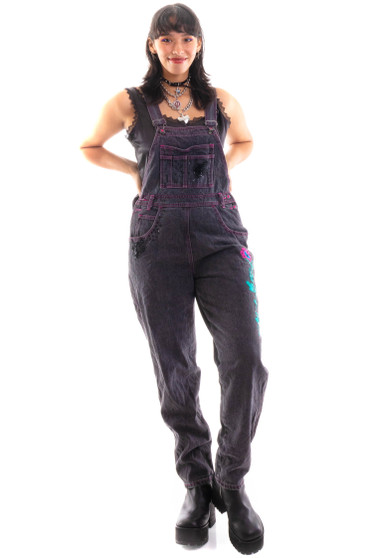 Vintage 90's Black and Hot Pink Overalls