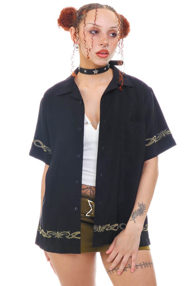 Vintage Y2K Tattoo Button Up Shirt 1