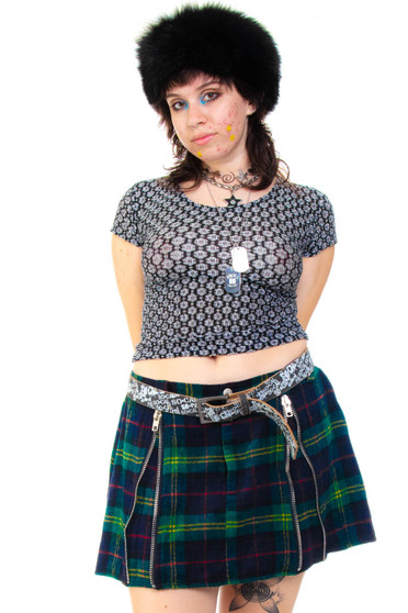 Vintage 90's Stretchy Black & White Floral Top