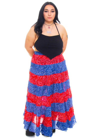 Vintage 90's Bandana Ruffle Maxi Skirt