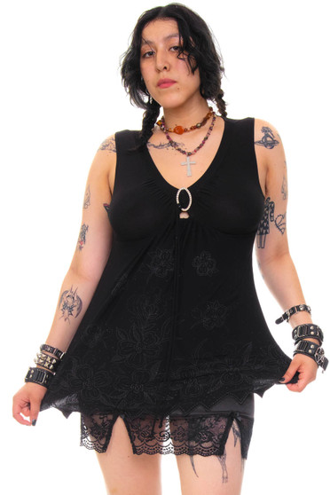 Vintage 90's Black Beaded Fairy Top