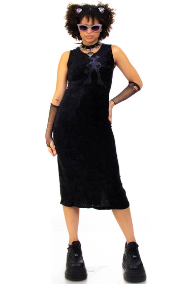 Vintage 90's Sleeveless Black Velvet Maxi Dress