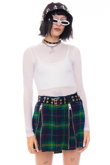 Vintage 90's White Blue Fishnet Top