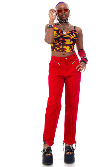 Vintage 90's Rockies Primary Red Mom Jeans