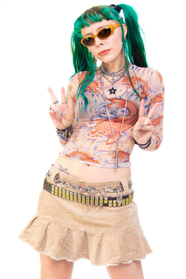 Vintage Y2K Tattoo Mesh Long Sleeve