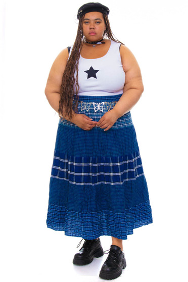 Vintage 90's Grunge Patchwork Flannel Plaid Mix Maxi Skirt 1