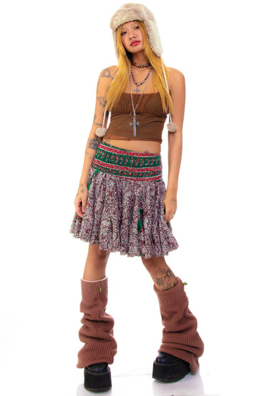 Vintage 90's Patchwork Paisley Tiered Mini Skirt