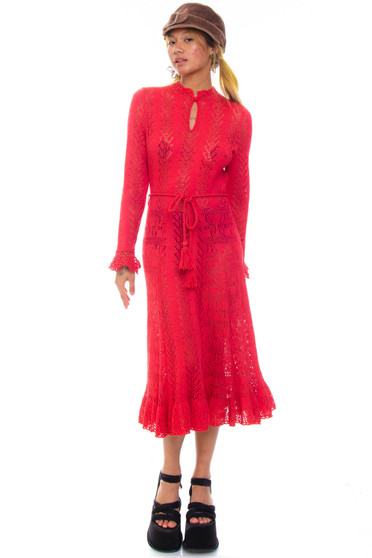 Vintage 70's Strawberry Crochet Knit Dress