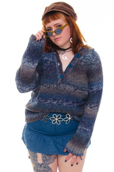 Vintage 90's Moody Blue Hooded Sweater