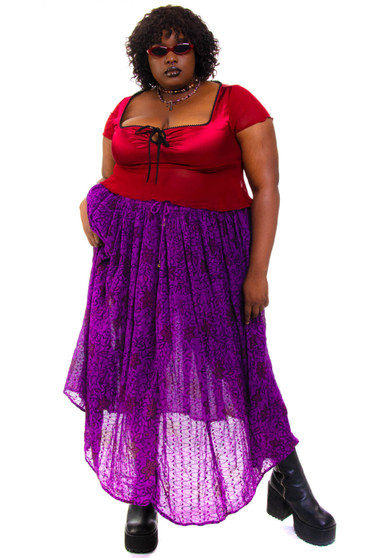 Vintage 90's Purple Floral Maxi Skirt