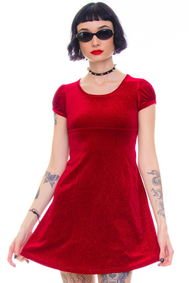 Vintage 90's Speechless Red Glitter Velvet Baby Doll Dress