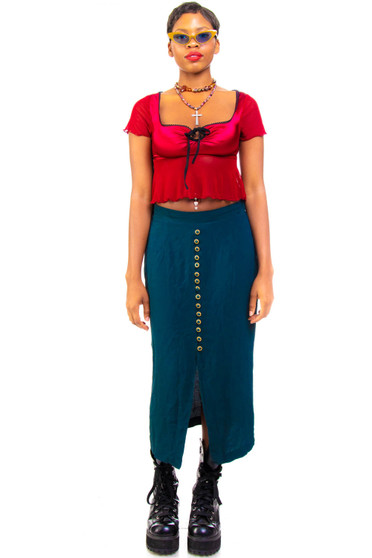 Vintage 70's Green Maxi Skirt