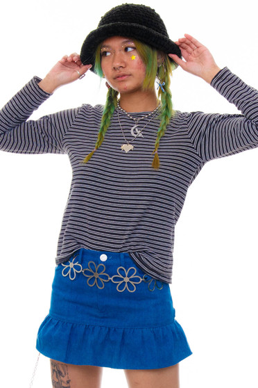 Vintage 90's Black and White Striped Long Sleeve