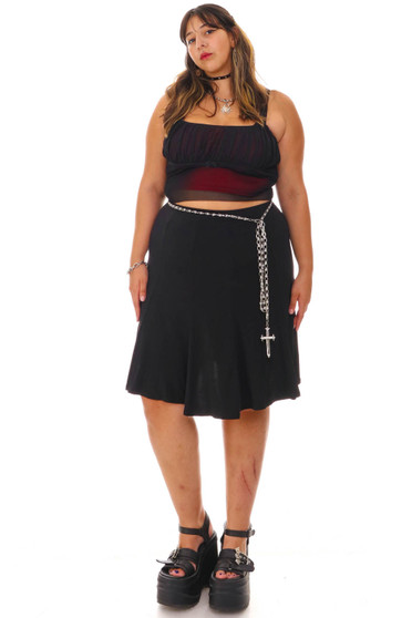 Vintage Y2K Black Paneled Skater Skirt