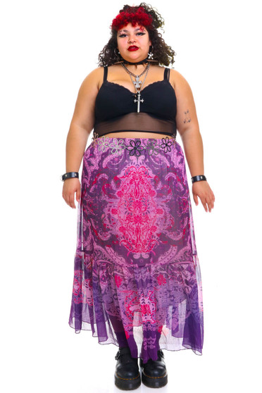 Vintage Y2K Paisley Overlay Maxi Skirt