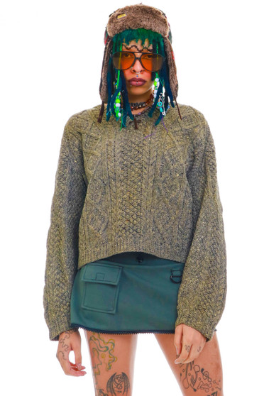 Vintage 70's Handmade Grey Knit Sweater