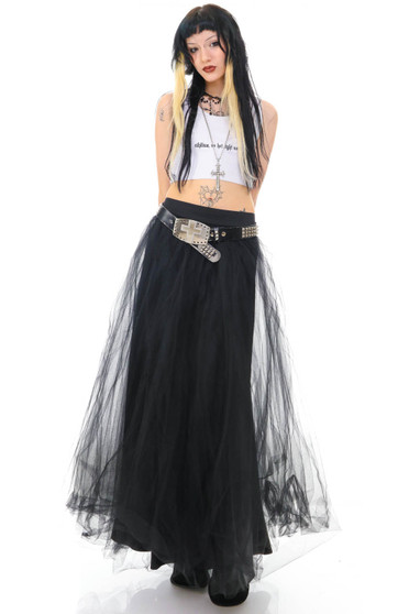 Vintage 80's Jessica McClintock Black Tulle Maxi Skirt