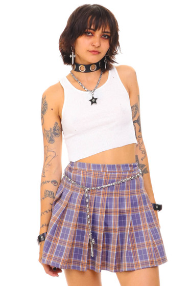 Vintage Y2K Blue & Yellow Pleated Plaid Skort