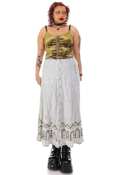 Vintage 90's Faded Grey Fairy Embroidered Skirt 2